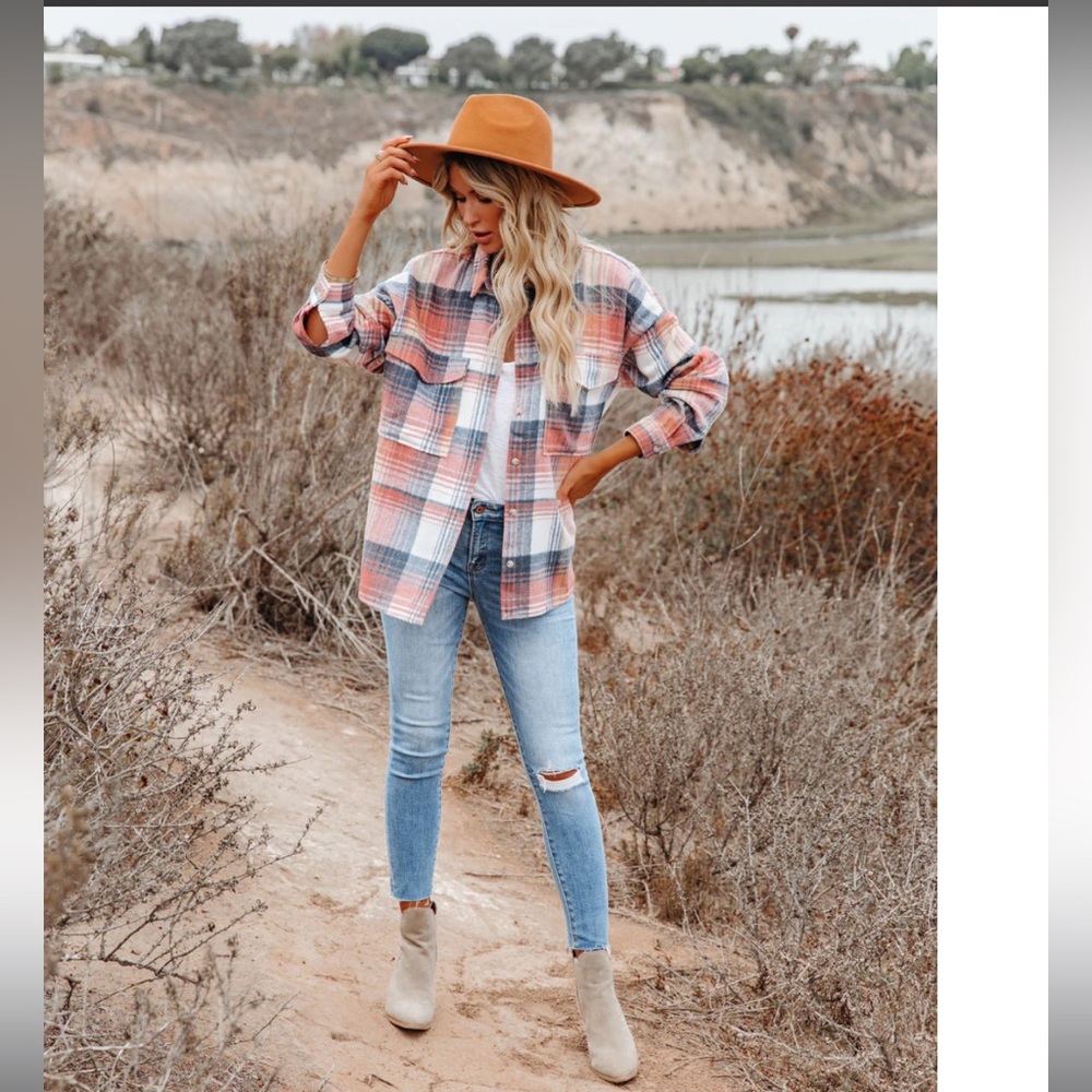 Plaid wool shacket